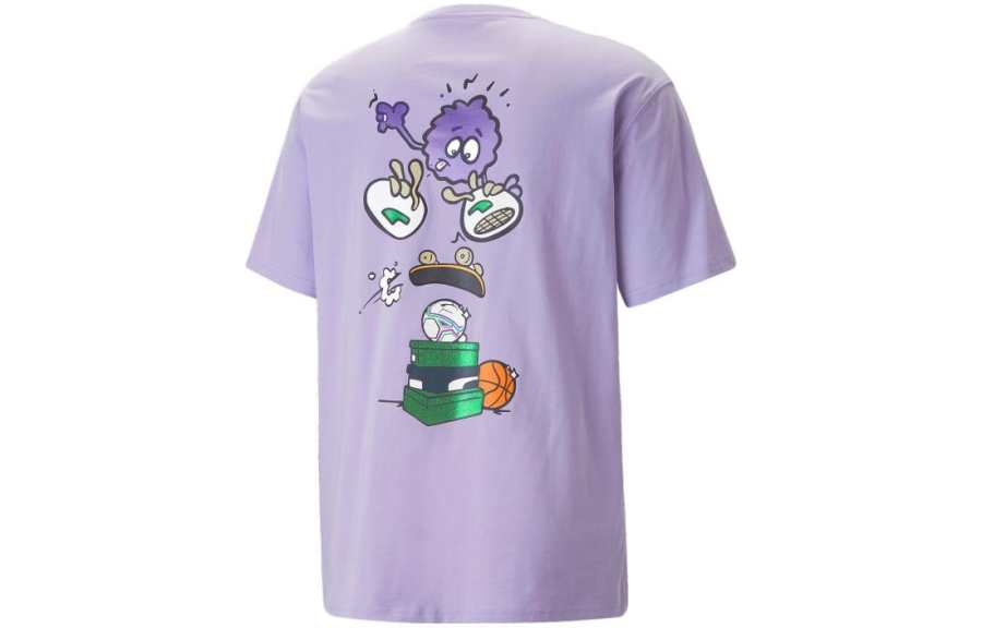 PUMA X 8enjamin T Shirts Unisex Lavender Crew Neck Moderate Straight Fit