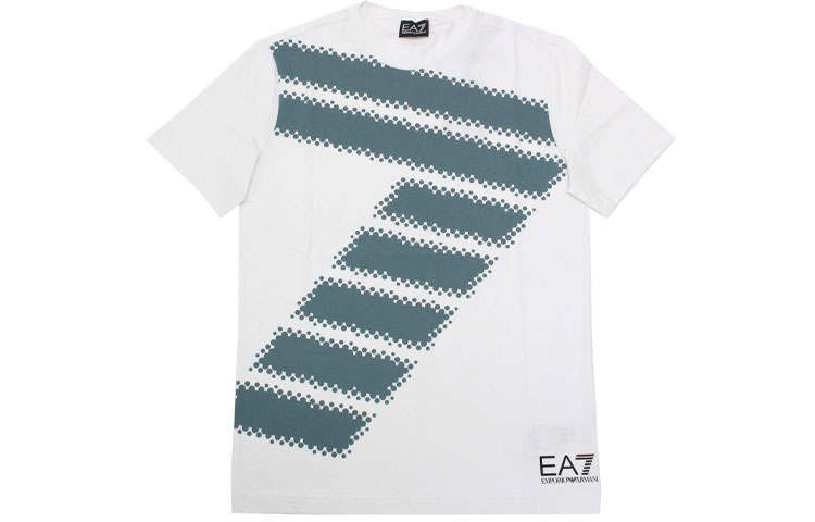 EMPORIO ARMANI EA7 T Shirts Men's White Crew Neck Moderate Straight Fit