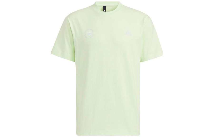 Adidas Adidas T Shirts Men's Yellow Green Crew Neck Moderate Straight Fit