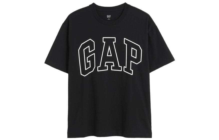 GAP Drop Shoulder Sleeve T Shirt Unisex Black