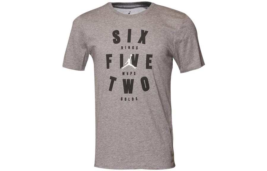 Jordan Jordan T Shirts Men's Gray Crew Neck Moderate Straight Fit