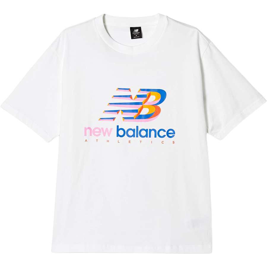 New Balance New Balance T Shirts Men's White Crew Neck Moderate Straight Fit