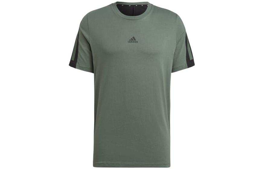Adidas Adidas T Shirts Men's Dark Green Crew Neck Moderate Straight Fit
