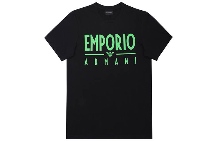 EMPORIO ARMANI T Shirts Men's Black Crew Neck Moderate Straight Fit
