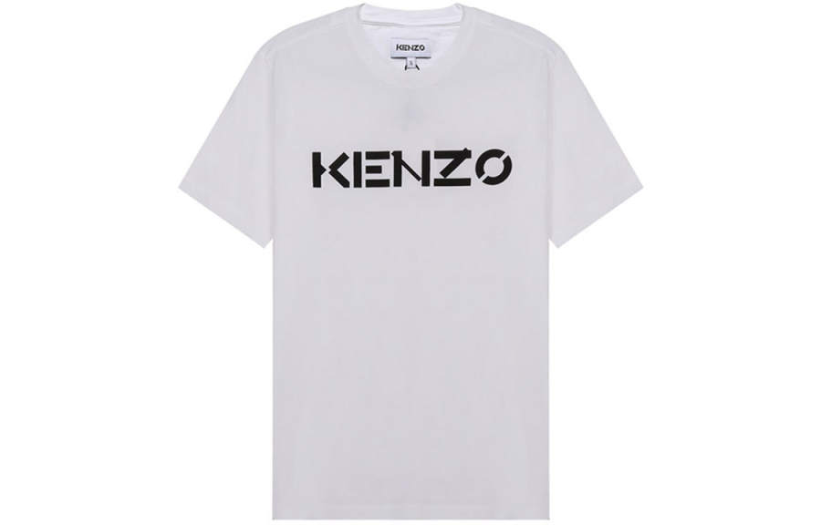 KENZO Letter Logo T Shirts Men's White Crew Neck Moderate Straight Fit