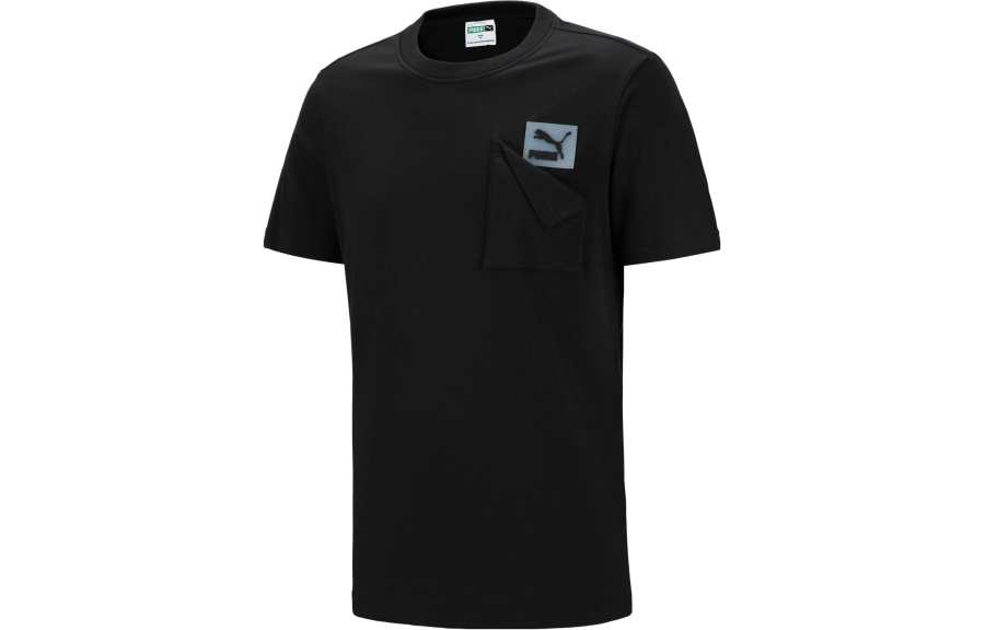 PUMA T Shirts Unisex Black Crew Neck Moderate Straight Fit