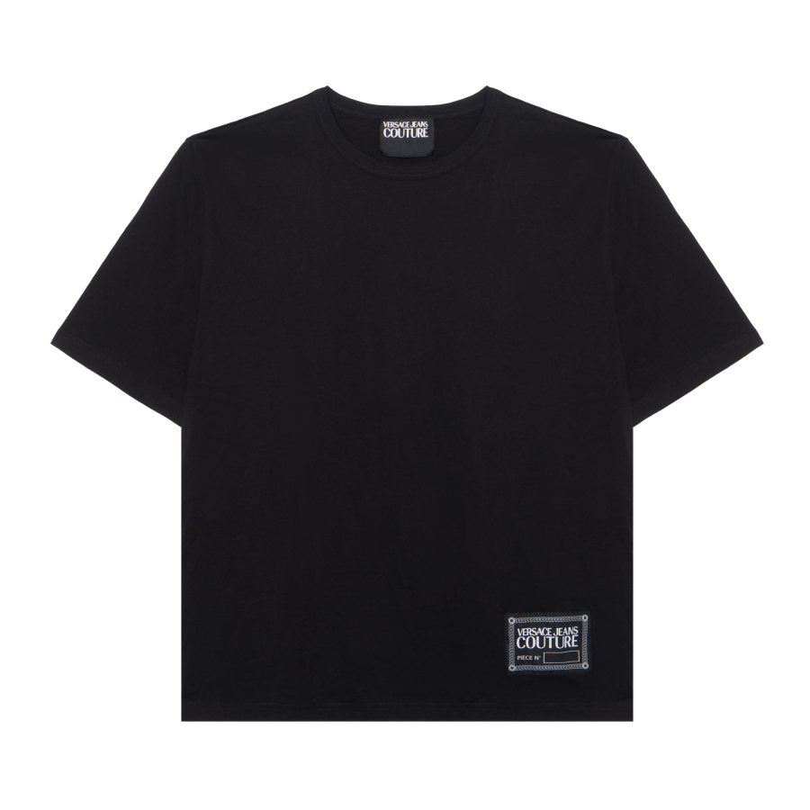 VERSACE JEANS COUTURE T Shirts Men's Black Crew Neck Moderate Straight Fit