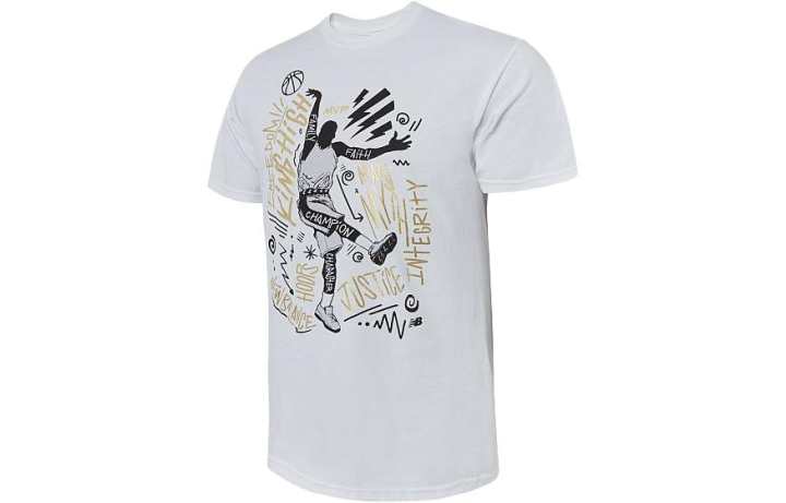 New Balance New Balance T Shirts Men's White Crew Neck Moderate Straight Fit
