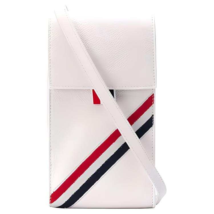 THOM BROWNE THOM BROWNE· Leather Cell Phone Pouch Unisex White