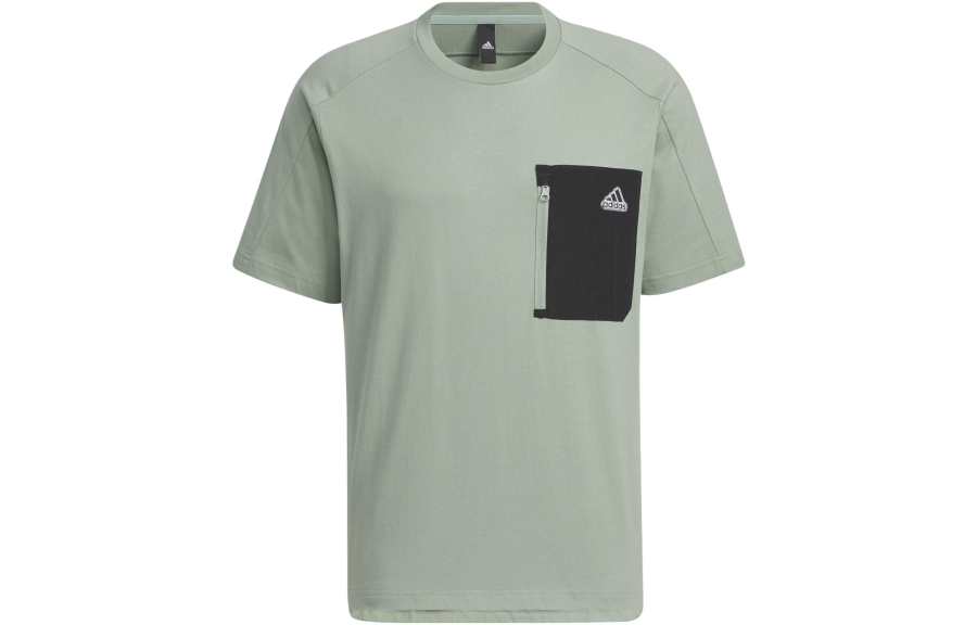 Adidas Adidas T Shirts Men's Green Crew Neck Moderate Straight Fit