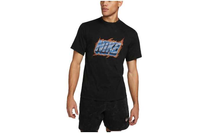 Nike Nike T Shirts Men's Black Crew Neck Moderate Straight Fit