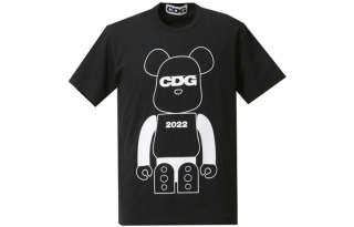 CDG X BE@RBRICK T Shirts Men's Black Crew Neck Moderate Straight Fit