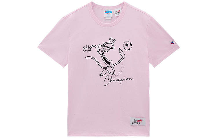 Champion X PINK PANTHER T Shirts Unisex Crew Neck Moderate Straight Fit