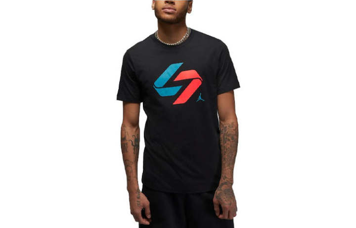 Jordan Jordan T Shirts Men's Black Crew Neck Moderate Straight Fit