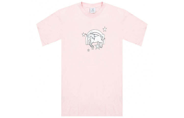 Vetements T Shirts Men's Pink Crew Neck Moderate Straight Fit