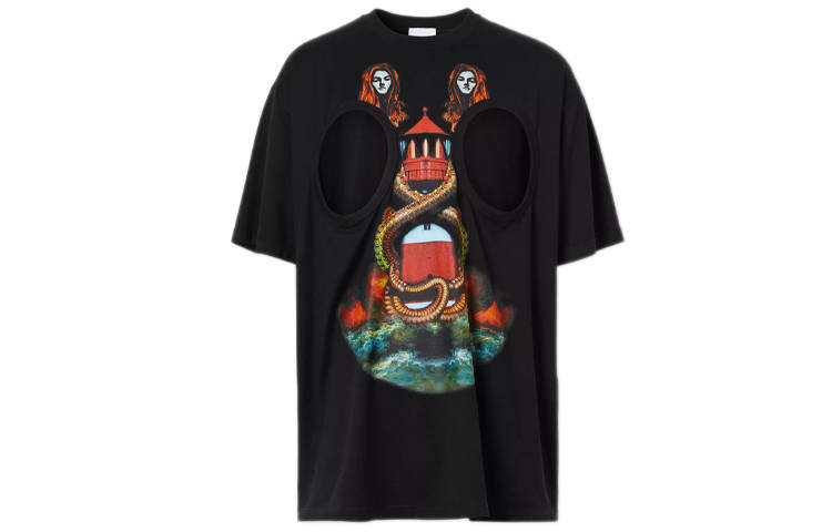 Burberry Mermaid print Cut out T shirt