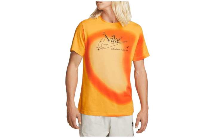 Nike Nike T Shirts Men's Orange Crew Neck Moderate Straight Fit