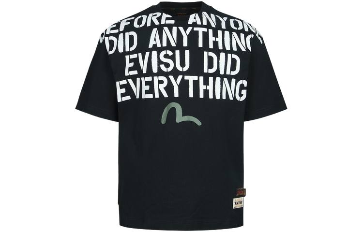 EVISU T Shirts Unisex Black Crew Neck Moderate Straight Fit