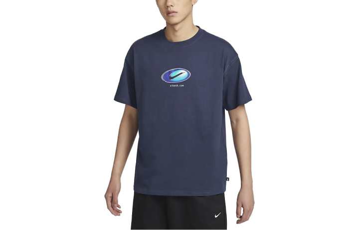 Nike Nike T Shirts Men's Dark Navy Blue Crew Neck Moderate Straight Fit