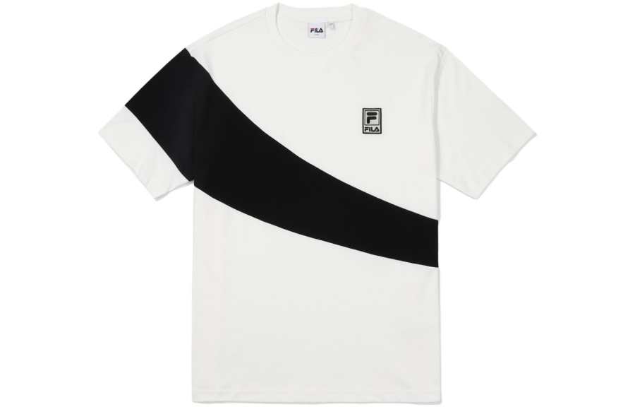 FILA T Shirts Unisex White Crew Neck Moderate Straight Fit