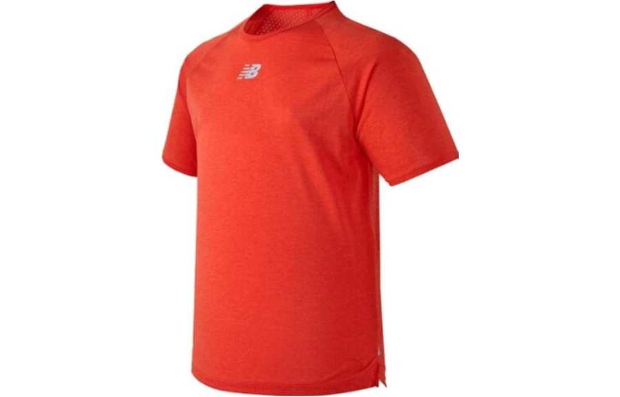 New Balance New Balance T Shirts Men's Orange Crew Neck Moderate Straight Fit