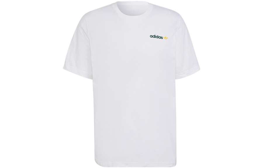 Adidas Originals T Shirts Men's White Crew Neck Moderate Straight Fit