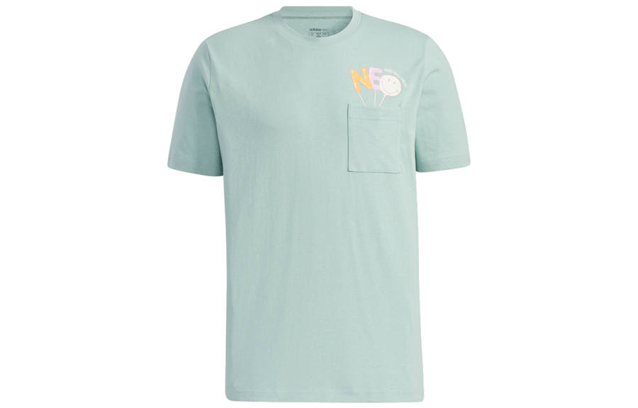 Adidas Neo T Shirts Men's Emerald Crew Neck Moderate Straight Fit
