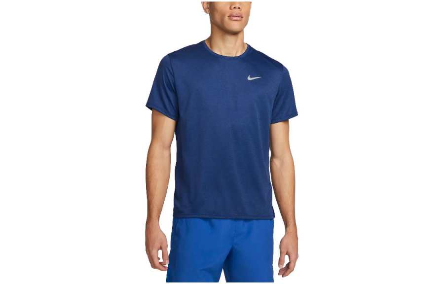 Nike Nike T Shirts Men's Navy Blue Crew Neck Moderate Straight Fit