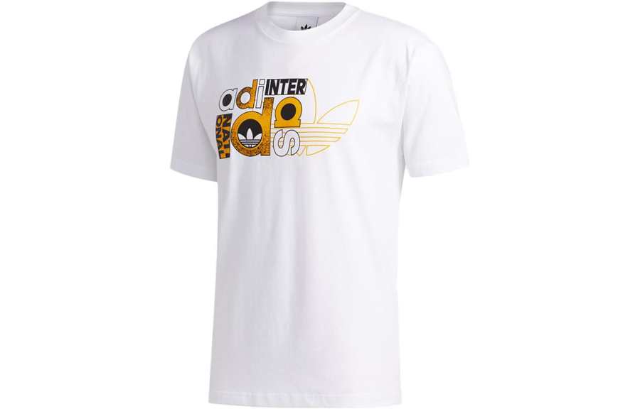 Adidas Adidas T Shirts Men's White Crew Neck Moderate Straight Fit