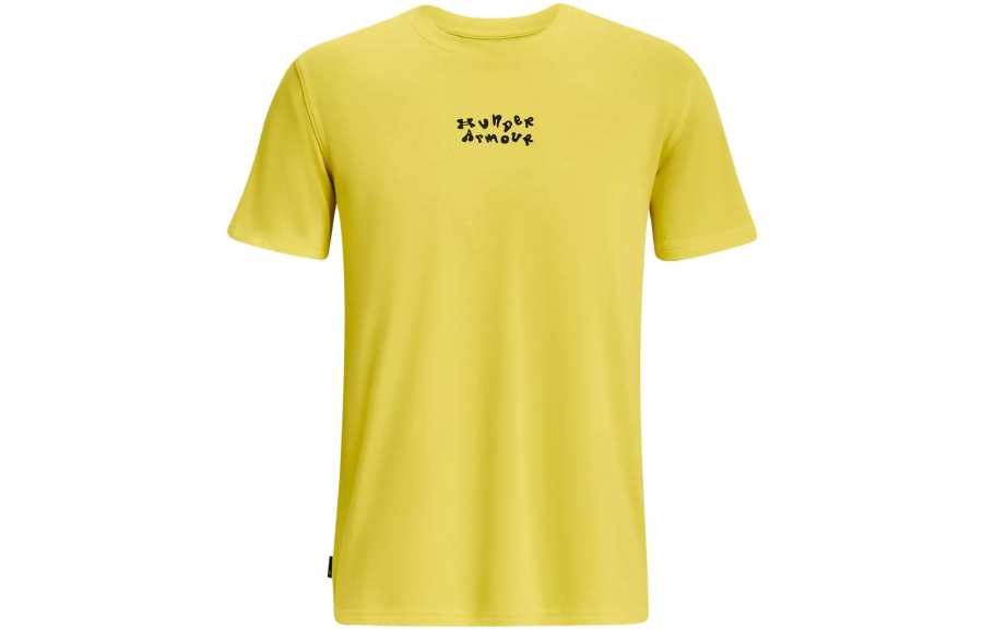 Under Armour T Shirts Men's Starfruit Yellow Crew Neck Moderate Straight Fit
