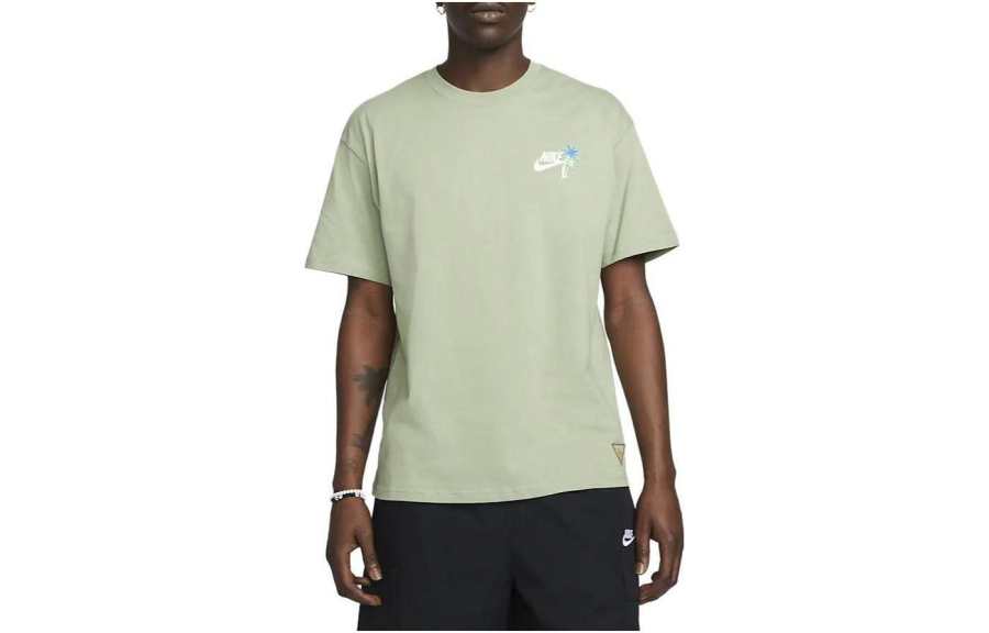 Nike Nike T Shirts Men's Army Green Crew Neck Moderate Straight Fit