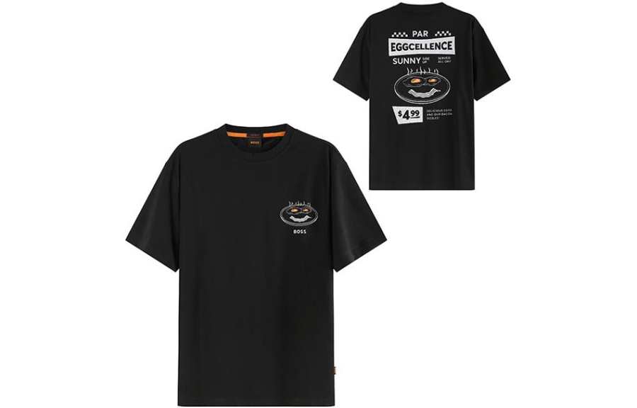 HUGO BOSS T Shirts Men's Black Crew Neck Moderate Straight Fit