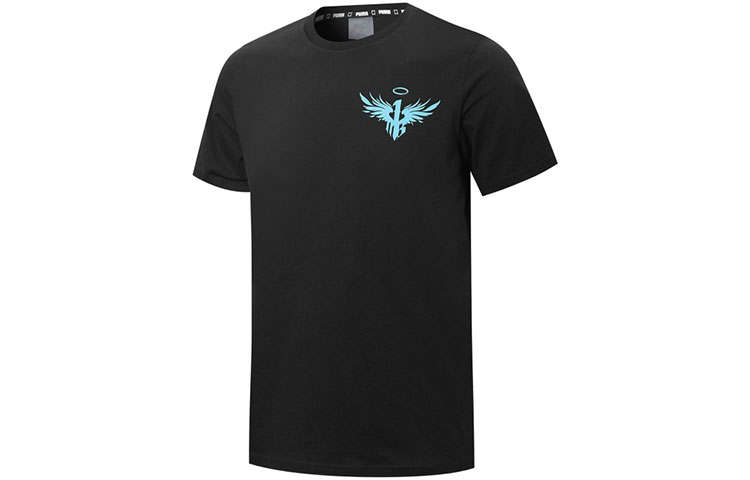 PUMA T Shirts Men's Black Crew Neck Moderate Straight Fit