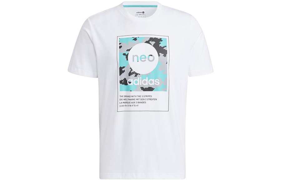 Adidas Neo T Shirts Men's White Crew Neck Moderate Straight Fit