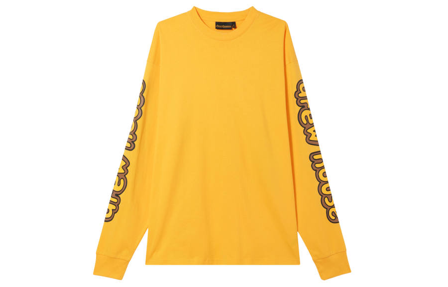 Drew house Letter Logo Series T Shirts Men's Gold Crew Neck Moderate