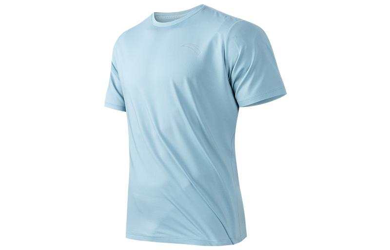 ANTA T Shirts Men's Sky Smoke Blue Crew Neck Moderate Straight Fit