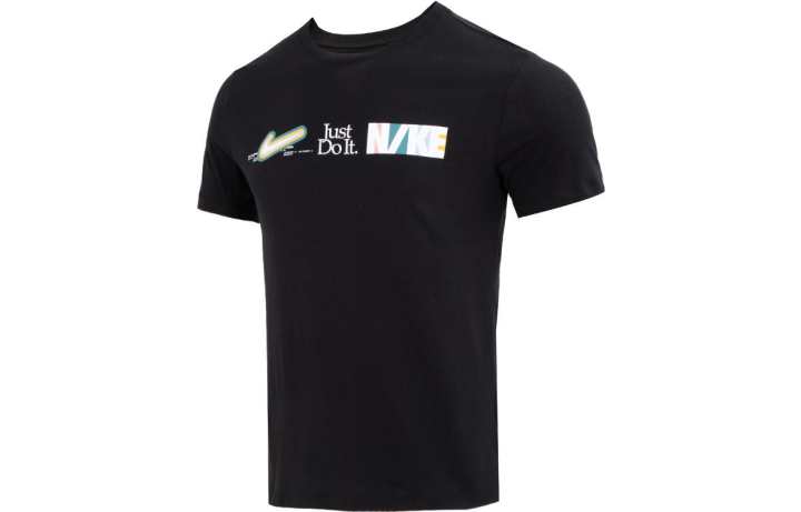 Nike Nike T Shirts Men's Black Crew Neck Moderate Straight Fit