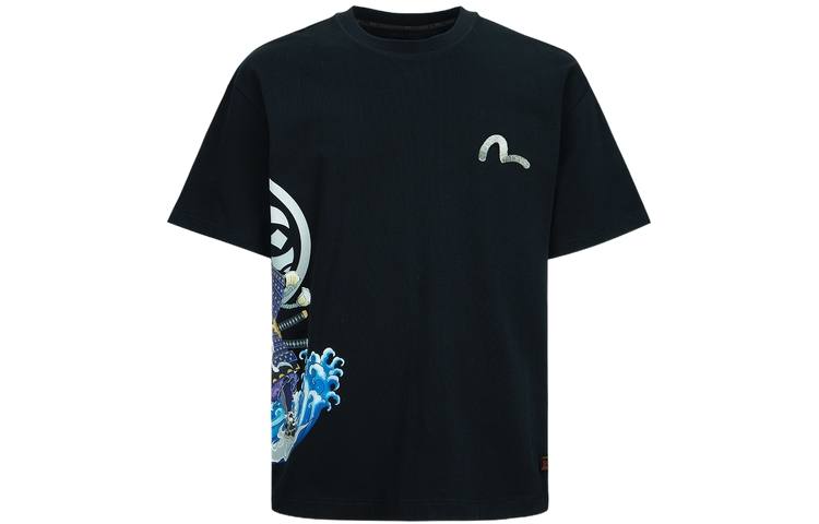 EVISU T Shirts Men's Black Crew Neck Moderate Straight Fit