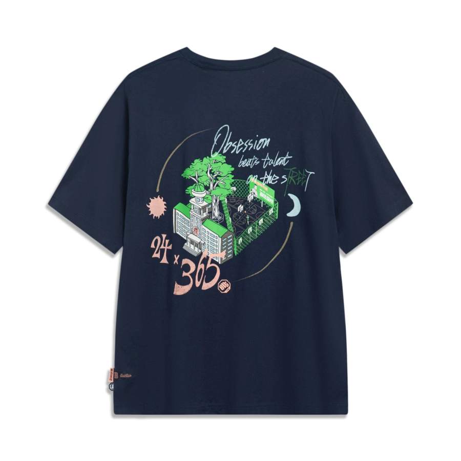 Li-Ning Li Ning Badfive T Shirt Unisex Dark Marine Blue