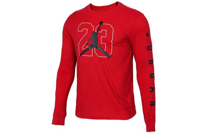 Jordan Jordan T Shirts Men's Red Crew Neck Moderate Straight Fit