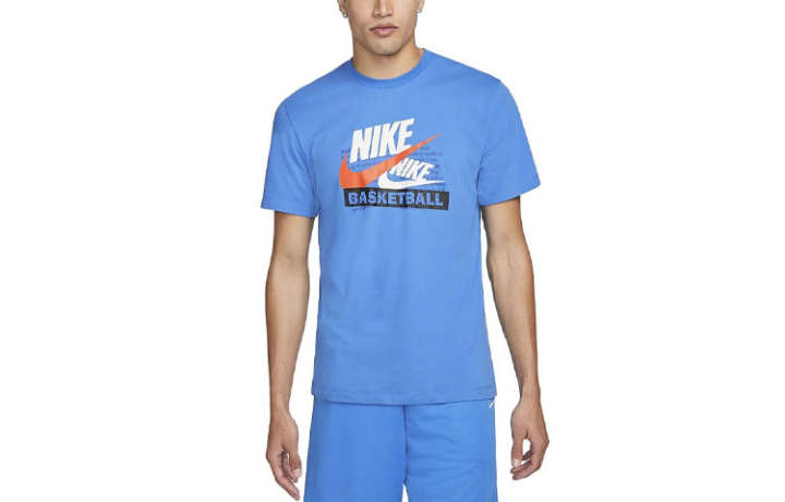 Nike Nike T Shirts Men's Light Blue Crew Neck Moderate Straight Fit