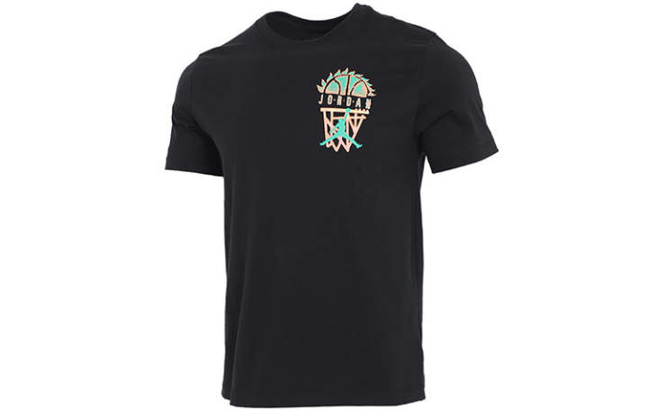 Jordan Jordan T Shirts Men's Black Crew Neck Moderate Straight Fit