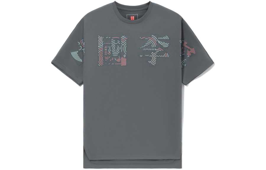 Li-Ning Li Ning T Shirts Unisex Gray Crew Neck Moderate