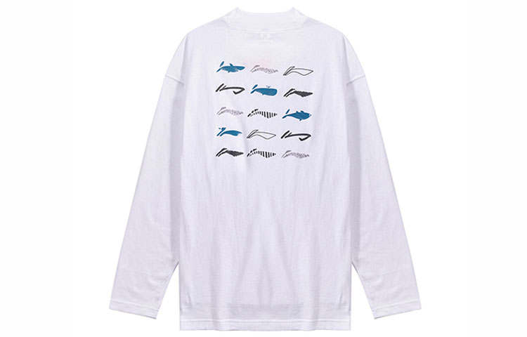 Li-Ning Li Ning Sports Fashion Collection T Shirts Men's White Crew Neck Moderate Straight Fit