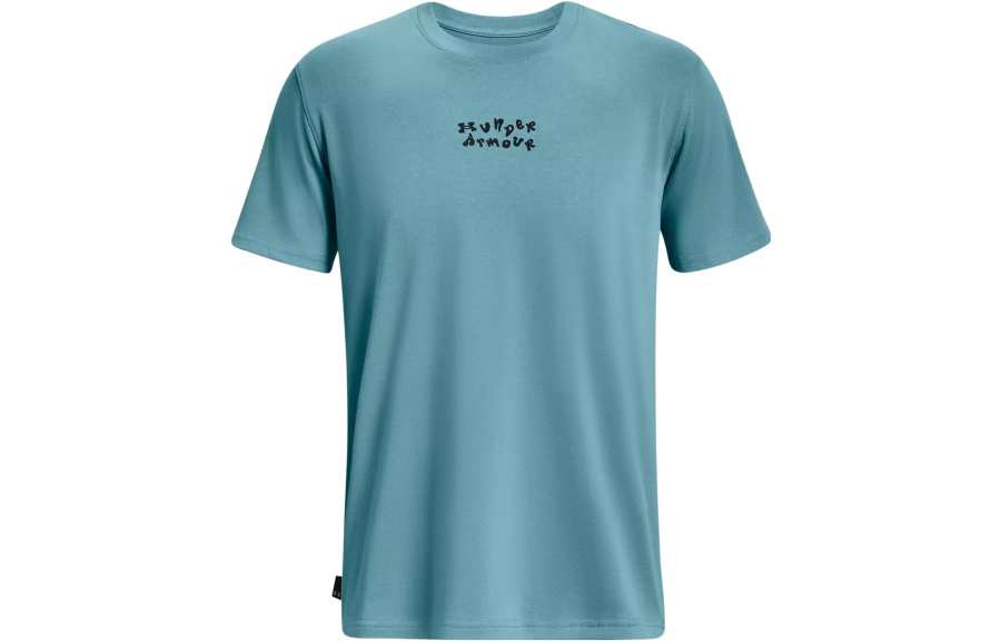 Under Armour T Shirts Men's Serene Aqua Blue Crew Neck Moderate Straight Fit