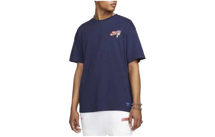 Nike Nike T Shirts Men's Blue Crew Neck Moderate Straight Fit