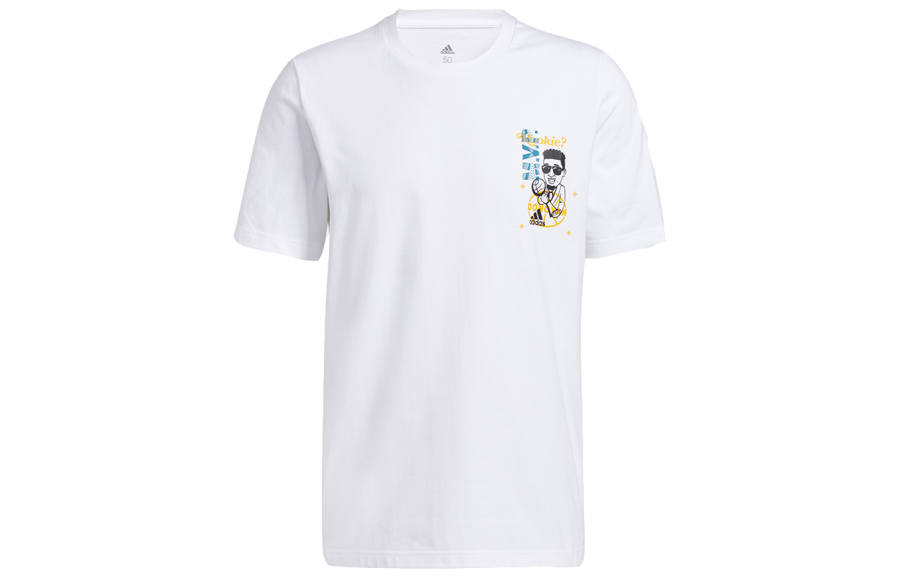 Adidas Adidas T Shirts Men's White Crew Neck Moderate Straight Fit