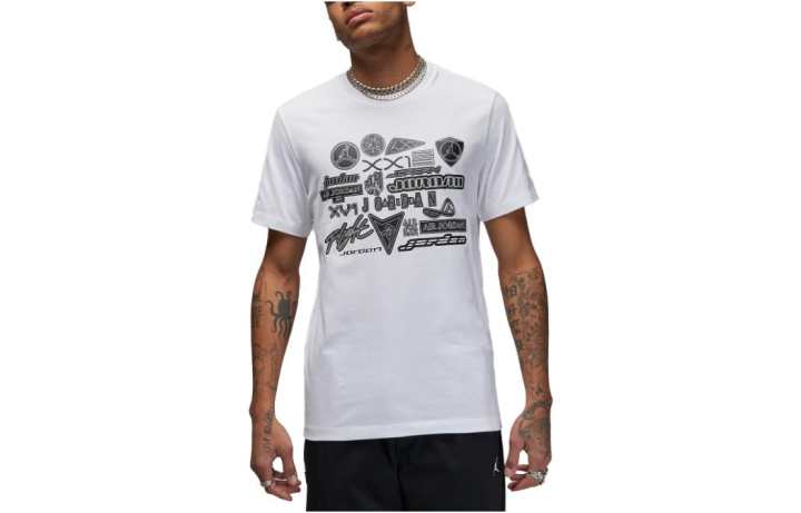 Jordan Jordan T Shirts Men's White Crew Neck Moderate Straight Fit
