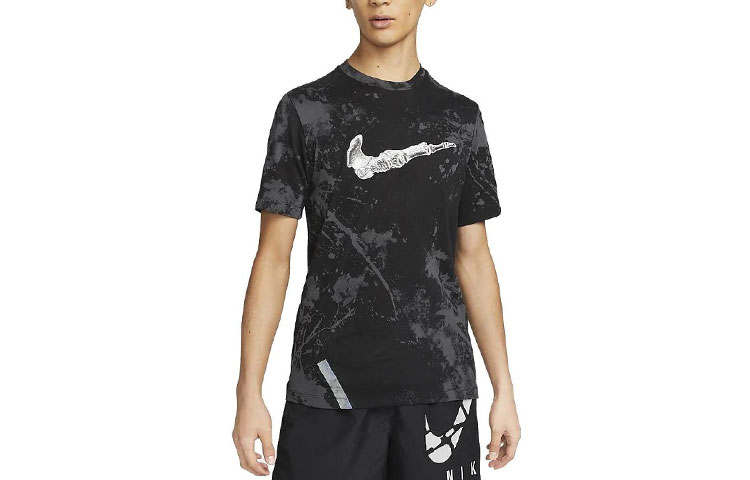 Nike Nike T Shirts Men's Black Crew Neck Moderate Straight Fit
