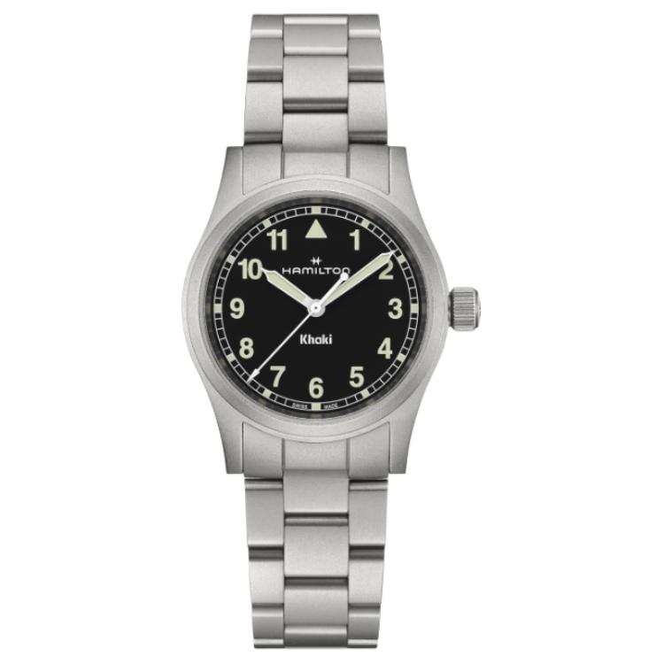 HAMILTON Khaki Field Series Quartz Movement 50m Waterproof Unisex Watch 33mm Black Dial